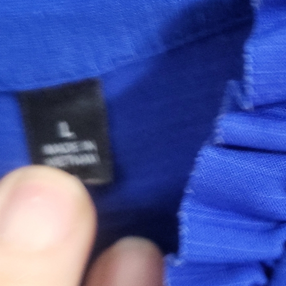 Elegant Blue Ruffled Women's Top Size L - Picture 7 of 10